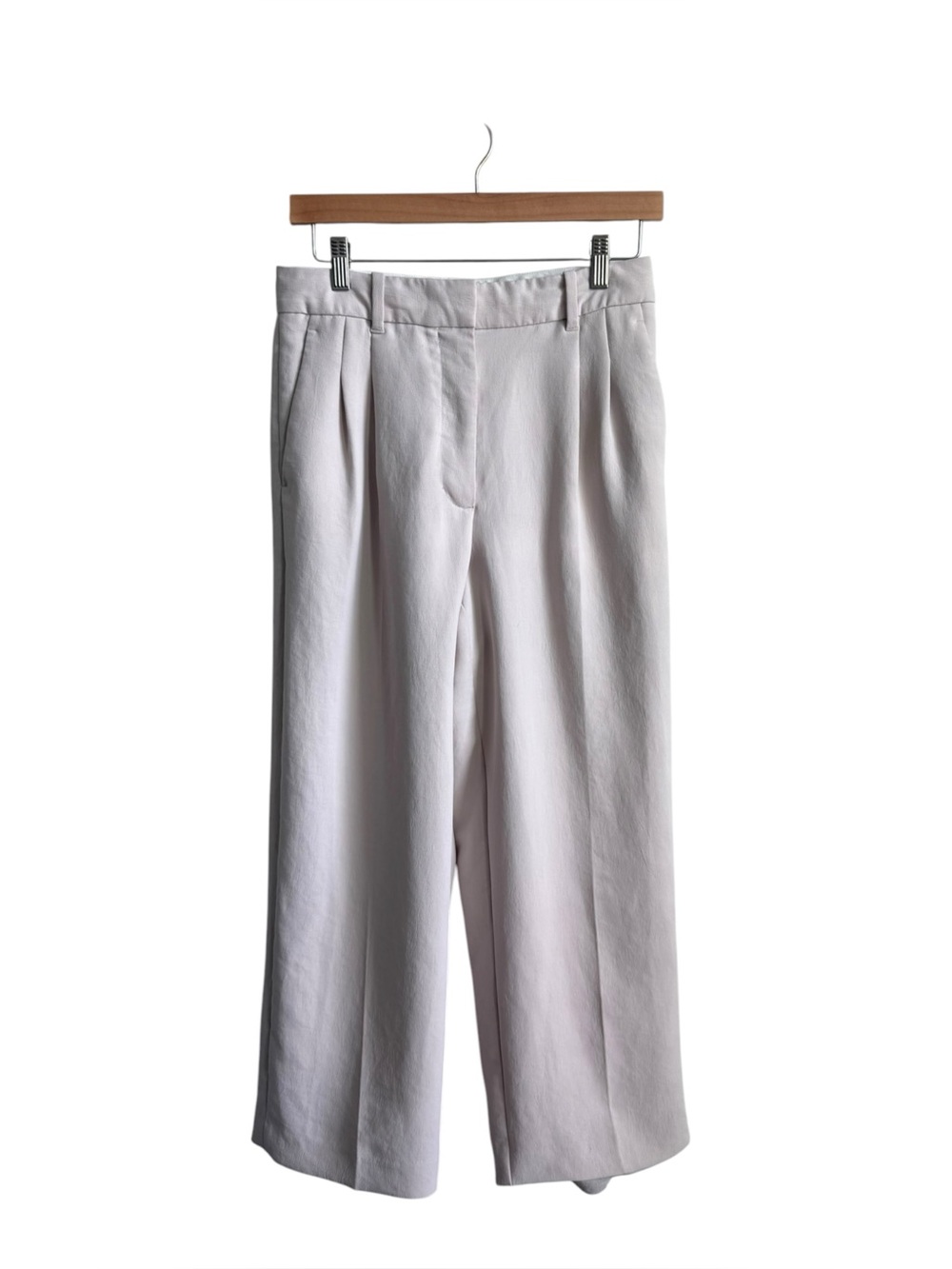 Wilfred Aritzia The Effortless Pant Cropped Beige Pleated Trousers Size 8